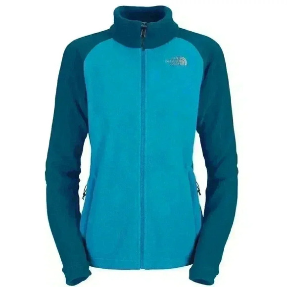 The North Face Fleece Jacket Womens XL Blue Colorblock Flashdry Zip Up Y2K Logo - Picture 1 of 7